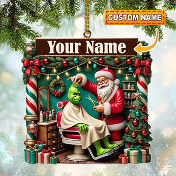 Joycorners Custom Barber Santa Ornament, Personalized Ornament 2D Flat LM2211