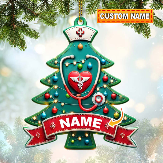 Joycorners Custom Name Nurse Ornament, Christmas Gift for Nurses 2D Flat LM2111
