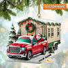 Joycorners Custom Name Santa Truck House Ornament, Christmas Gift Decor 2D Flat LM2111