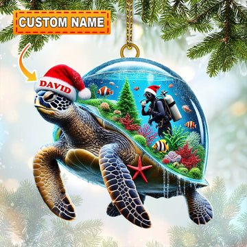 Joycorners Custom Name Diving Ornament, Diving Lover Christmas Gift 2D Flat LM2111