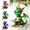 Joycorners Custom Name Dragon Reading Books Ornament, Christmas Gift for Book Lover 2D Flat LM2211