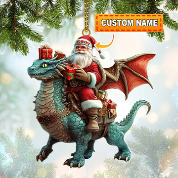 Joycorners Custom Name Santa Dragon Ornament, Christmas Gift for Dragon Lover78 2D Flat LM2111