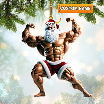 Joycorners Santa Bodybuilder Christmas Ornament, Personalized Ornament 2D Flat LM2211