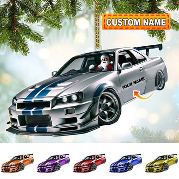 Joycorners Custom Name Santa Car Ornament, Santa Christmas Gift Decoration 2D Flat LM2111