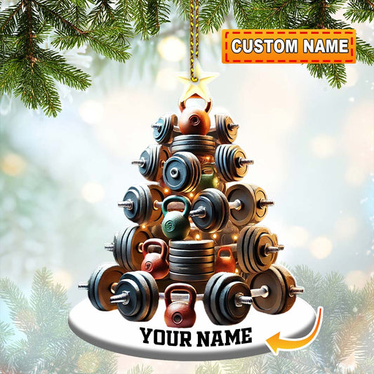 Joycorners Custom Name Gym Work Out Ornament, Gymnastics Christmas Gift 2D Flat LM2211