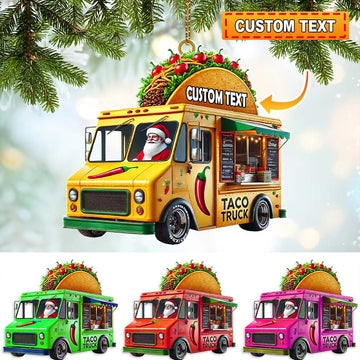 Joycorners Custom Name Santa Taco Truck Ornament, Christmas Gift 2D Flat LM2111