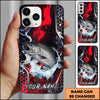 Joycorners Fishing Red Black Abstract Lightning Splash Personalized Name Phone Case (10 Fish Species)