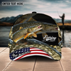 Joycorners Fishing Fishing Make Me Happy Skinfish Flag Of US Sport Pattern Personalized Name 3D Cap (11 Breeds)