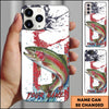 Joycorners Fishing Patriotic Paint Splash Water Effect Personalized Name Phone Case (10 Fish Species)
