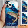 Joycorners Fishing Blue Ocean Compass Star Pop Art Personalized Name Phone Case (10 Fish Species)