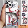 Joycorners Fishing Patriotic Paint Splash Water Effect Personalized Name Phone Case (10 Fish Species)