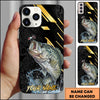 Joycorners Fishing Luxury Black Gold Lightning Splash Personalized Name Phone Case (10 Fish Species)