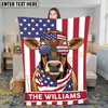 Joycorners Cool Cow Wearing USA Flag Bandana and Sunglasses Patriotic Style Personalized Name 3D Blanket (8 Breeds)