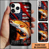 Joycorners Fishing American Flag Patriotic Grunge Personalized Name Phone Case (10 Fish Species)
