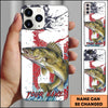 Joycorners Fishing Patriotic Paint Splash Water Effect Personalized Name Phone Case (10 Fish Species)