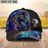 Joycorners Horse Galaxy Cosmic Black Leather Pattern Personalized Name Cap (8 Breeds)