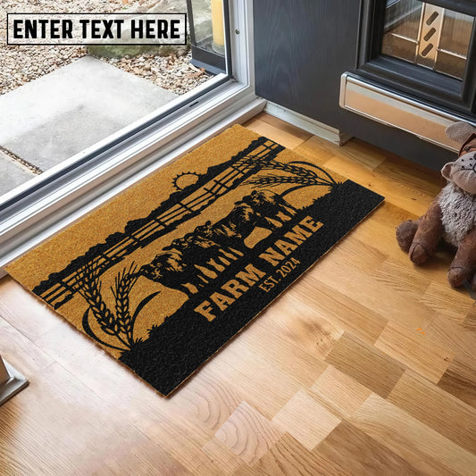 Joycorners  Angus Sunshine Field Custom Farm Name Custom Year Coir Doormat