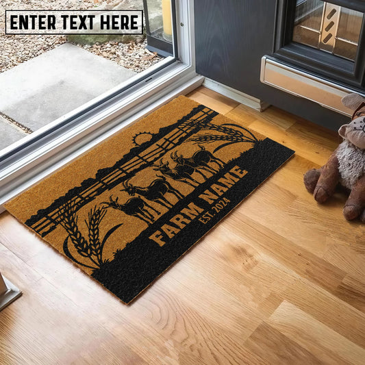 Joycorners Goat Sunshine Field Custom Farm Name Custom Year Coir Doormat