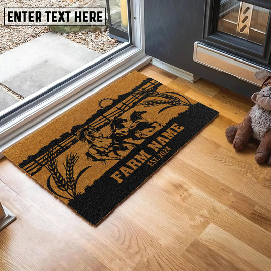 Joycorners Horse Sunshine Field Custom Farm Name Custom Year Coir Doormat