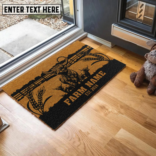 Joycorners Highland Sunshine Field Custom Farm Name Custom Year Coir Doormat