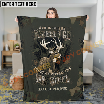 Joycorners Into The Forest I Go Deer Hunting Camo Personalized 3D Blanket