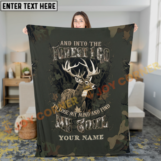 Joycorners Into The Forest I Go Deer Hunting Camo Personalized 3D Blanket