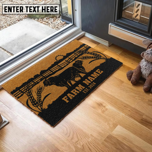 Joycorners Beefmaster Sunshine Field Custom Farm Name Custom Year Coir Doormat