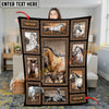 Joycorners Personalized Horse Collage Blanket – Rustic Wood Frame, Custom Name ( 8 Breeds)