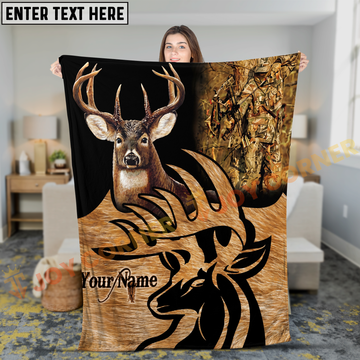 Joycorners Deer Hunter Bow Hunting Silhouette Personalized 3D Blanket