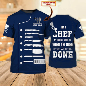 Joycorners Personalized Funny Master Chef T Shirt, I'm A Chef Shirt, I Stop When I'm Done Tee Shirts