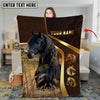 Joycorners Horses Trio on Modern Geometric Leather Background Personalized Name 3D Blanket (8 Breeds)