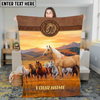 Joycorners Horse Western Sunset Running Herd Landscape Leather Badge Personalized Name 3D Blanket (8 Breeds)