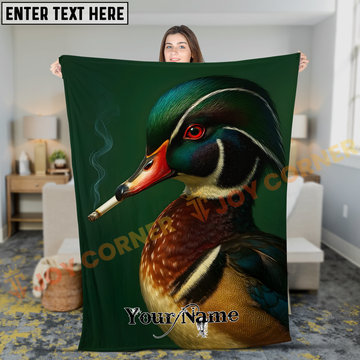 Joycorners Artistic Wood Duck Portrait Smoking Cigarette Personalized 3D Blanket