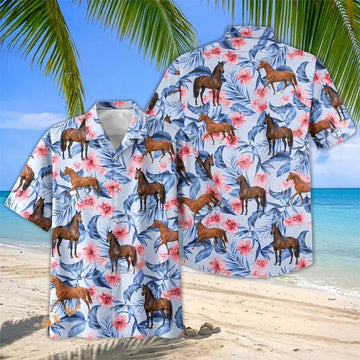 Joycorners Floral Thoroughbred Horse Lover Hawaiian Shirt