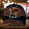 Personalized Isaac epic art horse zip leather with Black fur pattern cap