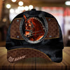 Personalized Isaac epic art horse zip leather with Black fur pattern cap