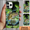 Joycorners Fishing Neon Green Honeycomb Water Splash Personalized Name Phone Case (10 Fish Species)