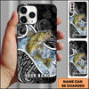 Joycorners Fishing Tribal Pattern Black White Water Splash Personalized Name Phone Case (10 Fish Species)