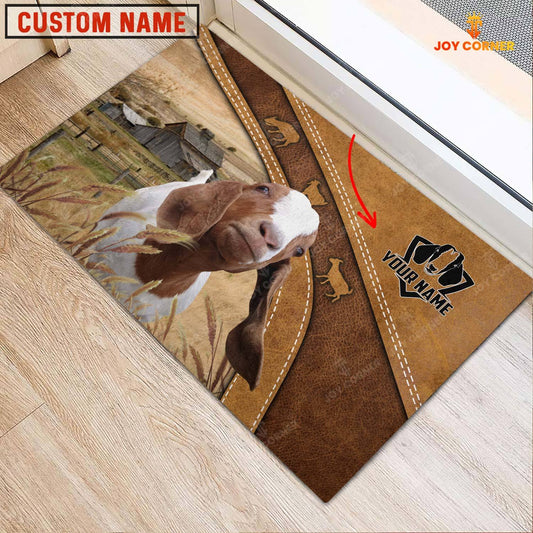 Joycorners Boer Goat Personalized - Welcome Brown Doormat