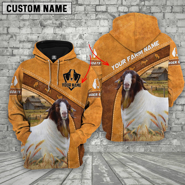 Joycorners Personalized Name Boer Goats All Over Printed 3D Retro Hoodie