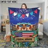 Joycorners Cows on Farm Truck with American Flag Fireworks Rustic Country Style Personalized Name 3D Blanket (8 Breeds)