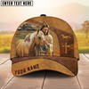 Joycorners Jesus Embracing Horse Farm Scene Western Leather Art Personalized Name Cap (8 Breeds)
