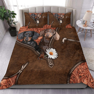 Joy Corners Dachshund Customized Name and Dog 3D Bedding Set