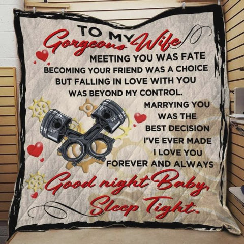 Joycorners Personalized Mechanic To My Wife From Husband Meeting You Was Fate Quilt Blanket Great Customized Gifts For Birthday Christmas Thanksgiving Wedding Valentine’s Day