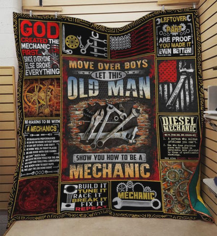 Joycorners Mechanic Move Over Boys Let This Old Man Quilt Blanket Great Customized Blanket Gifts For Birthday Christmas Thanksgiving