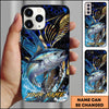 Joycorners Fishing Blue Honeycomb Splash Art Personalized Name Phone Case (10 Fish Species)