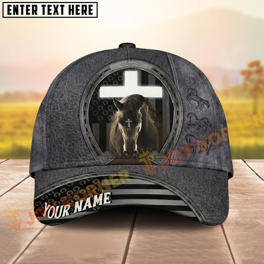 Joycorners Classic Christian Horse & Cross Embossed Western Style Personalized Name Cap (8 Breeds)