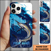 Joycorners Fishing Blue Ocean Compass Star Pop Art Personalized Name Phone Case (10 Fish Species)