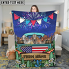 Joycorners Cows on Farm Truck with American Flag Fireworks Rustic Country Style Personalized Name 3D Blanket (8 Breeds)