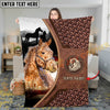 Joycorners Horse Close-Up with Wild Horse Silhouette Mountain Scene Leather Panel Personalized Name 3D Blanket (8 Breeds)
